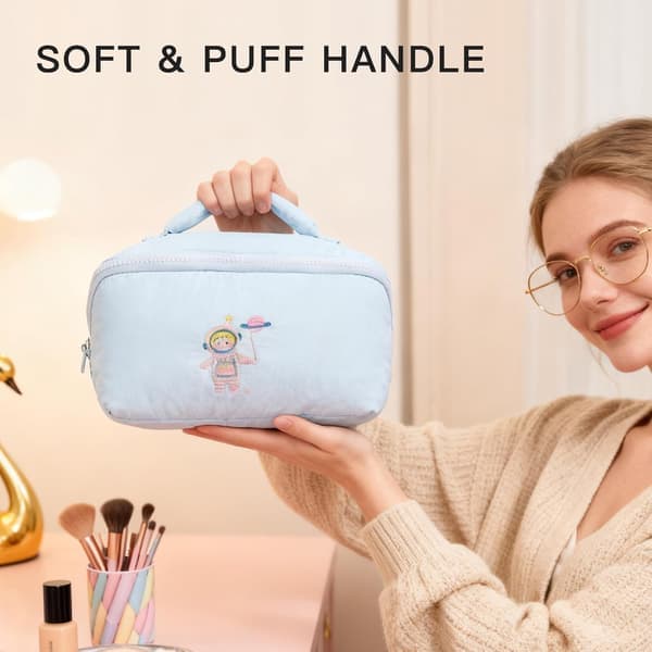 Sød makeup-taske til kvinder - Stor rejse-kosmetiktaske Vandafvisende nylon makeup-organizer Blå