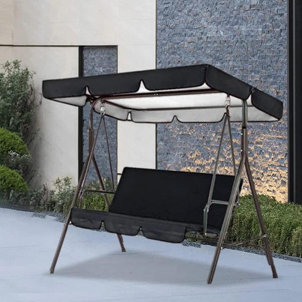Utomhus gungbaldakin ersättningsöverdrag set, baldakin toppöverdrag och stolsöverdrag för gungplats trädgård, 164*114*15cm/150*50*10cm