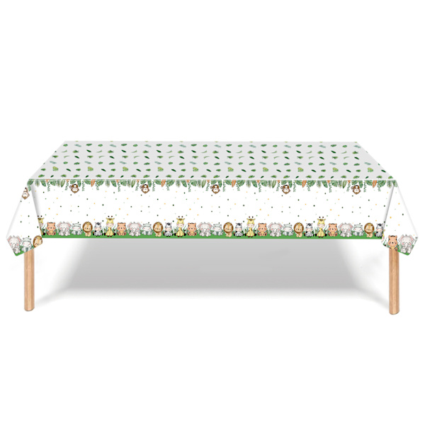 Djungelbordduk, 137 x 274 cm Safari Party Bordsdukar Engångsbordsduk Plast Vattentät Rektangulär Bordsduk för Barn