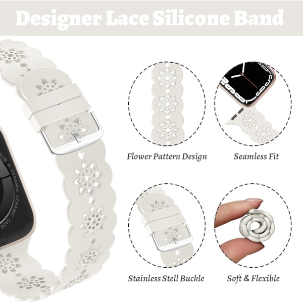 Blommigt silikonband kompatibelt med Apple Watch-band 38 mm Pink 38mm/40mm/41mm Pink 38mm/40mm/41mm