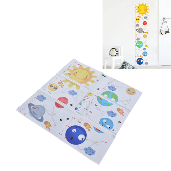 Väggklistermärke för barntillväxt, planetschema, PVC-höjdmätning, väggdekal för sovrum, barnrum