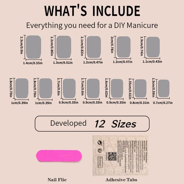 24pcs Solid Color Removable White Rectangular Nail Stickers
