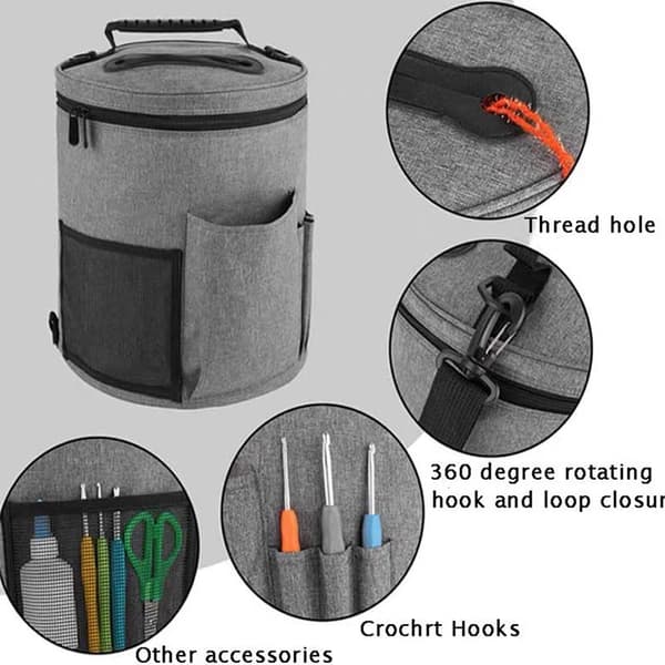 DIY Cylindrisk Strikket Garnopbevaringspose – Stor Kapacitet Organizer til Hæklenåle og Garnnøgler