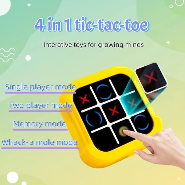 Uppladdningsbart elektroniskt tre i rad-spel, handhållet, 4 i 1
