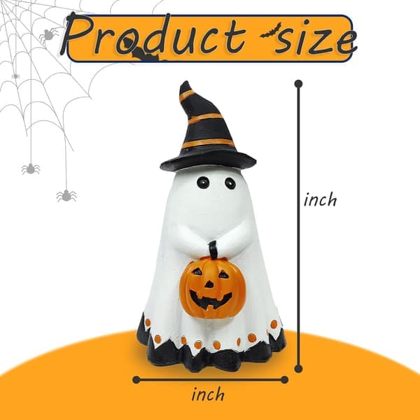 Halloween Decorations Ghost Statues Ceramic Ghost Decor Ghost Figurine Halloween Ghosts With Hats And Holding Pumpkin Statue
