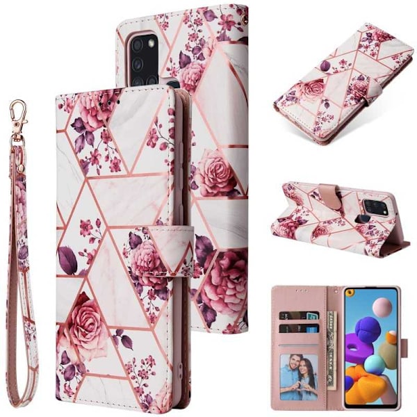 Samsung A21s Trendigt Plånboksfodral Sparkle 4-FACK Rosa
