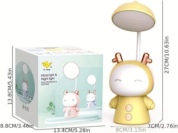 Cartoon LED Desk Lamp Learning Foldable Rechargeable Eye Protection Student Children Reading Lamp Night Light Bedside Lamp Gradient Color