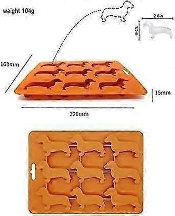 Hundeformet isbitbrett, 9-hulls dachshund isbitbrett, BPA-fritt - Perfekt for fryser, mat, vann