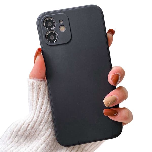iPhone 12 Tyndt Sort Mobilcover med Linsebeskyttelse 1mm TPU sort black