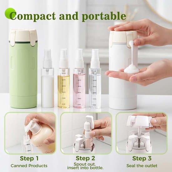 4-i-1 reisedispenser/dispenserflasker (4 x 30 ml) – påfyllbar