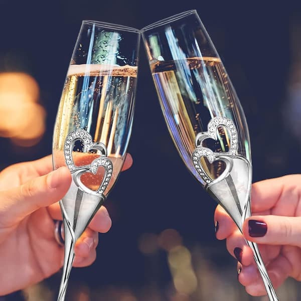 stk krystal champagneglas guld metalfod vinglas fest Valentinsdag gave 200ml
