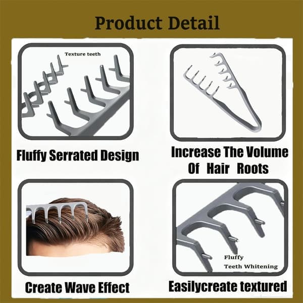 Texture Comb, Upgraded Voluminous Wide-Tooth Hair Comb, Volumizing Texture Comb for Men, Maximum Hair Root Lift Tool, ABS Plastic Non-Slip