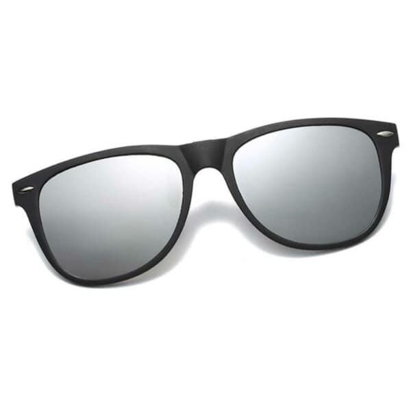 Clip-on Wayfarer solbriller spejlglas til eksisterende briller sort