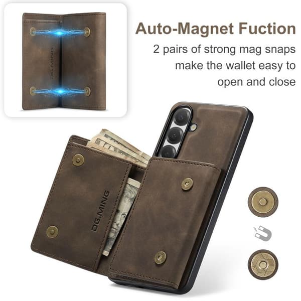 Samsung Galaxy S26 5G-deksel DG.MING M1-serie 3-fold Multi Lommebok + Magnetisk Telefondeksel Kaffe Kaffe