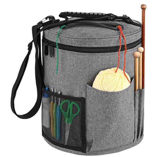 DIY Cylindrisk Strikket Garnopbevaringspose – Stor Kapacitet Organizer til Hæklenåle og Garnnøgler