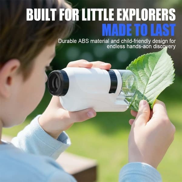 Mini Microscope 2026 New Pocket Microscope for Kids Portable Handheld Children's Microscope Miniscope Educational Science Kits LED Light 60X-120X (White)