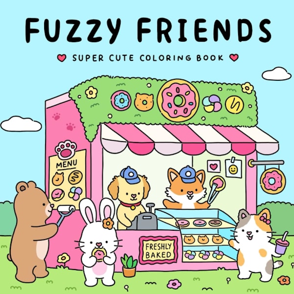 Fuzzy Friends: Supersöt målarbok för vuxna och tonåringar med bedårande djurkaraktärer (Fuzzy Friends Coloring)