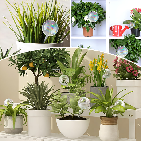 4 st växtbevattningsglober, skimrande självbevattnande planteringsinsats, växtbevattningsanordningar i glas för inomhus- och utomhusväxttillbehör