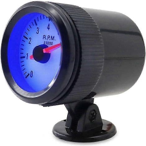 Tachometer med sort montering til biler, 52 mm (2 tommer), 0 til 8.000 omdr./min., blå LED-belysning MK6758, til brug på motorvej
