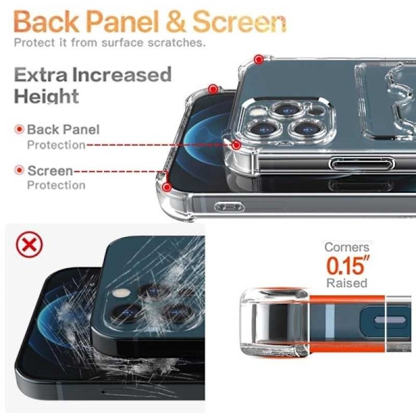 Stöttåligt Skal med Kortfack Förstärkta Hörn iPhone 13 Transparent