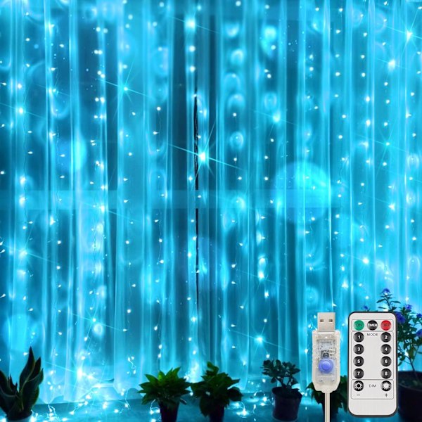 Gardinljus för sovrum, 200 led hängslinga utomhus vattentät Auqa USB-200 LED Auqa USB-200 LED