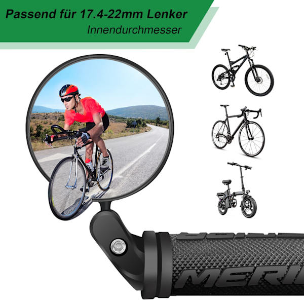 Cykelbackspegel, 2-pack, HD 360° roterbar och hopfällbar cykelbackspegel, universell cykelbackspegel, vidvinkel cykelbackspegel, cykel