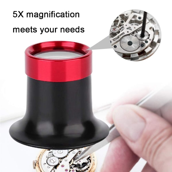 Urmakarlupp, Juvelerare Lupp Aluminiumlegering Ögonlupp Reparation, Förstoringsglas för Klocka för Urmakare Reparation Ögonlupp Glasverktyg 5X