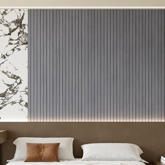 Selvklebende 3D Veggpanel – 2 Stykker – Grå Eike-look – PVC – 300 x 40 cm – For Vegger og Tak – Lyddempende