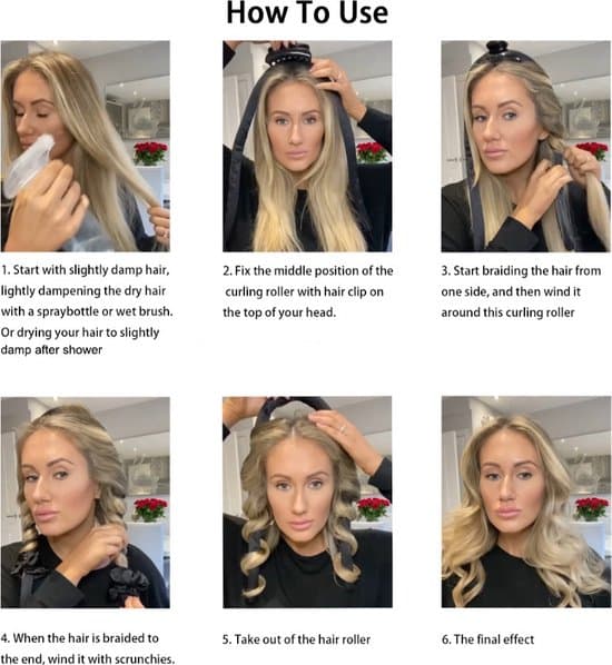 Krølltang - Ingen varmekrøller - Krølltang - Inkluderer hårbånd og klips - Sett med 4 krølltenger - Rosa
