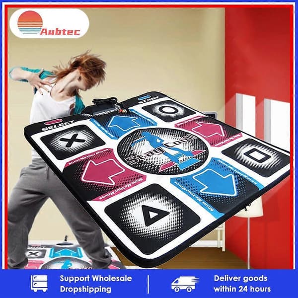 Dansemåtte Dansetrin Dansemåtter Måtte Danseplader USB Skridsikker DDR Dansetrin Dansemåtte Måtte Danser black