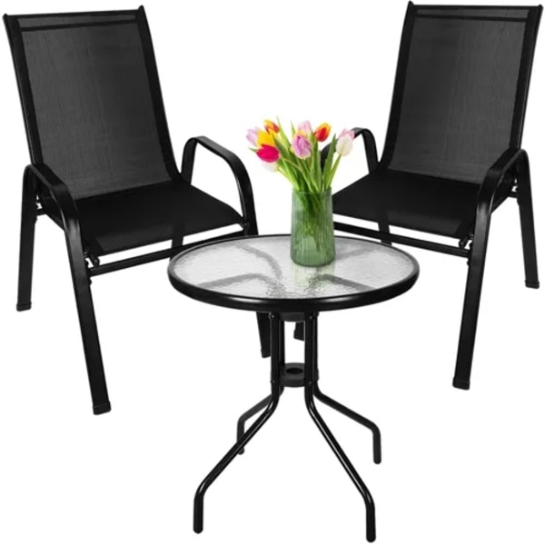 Balkongmöbel Set - Bord & Stolar Svart