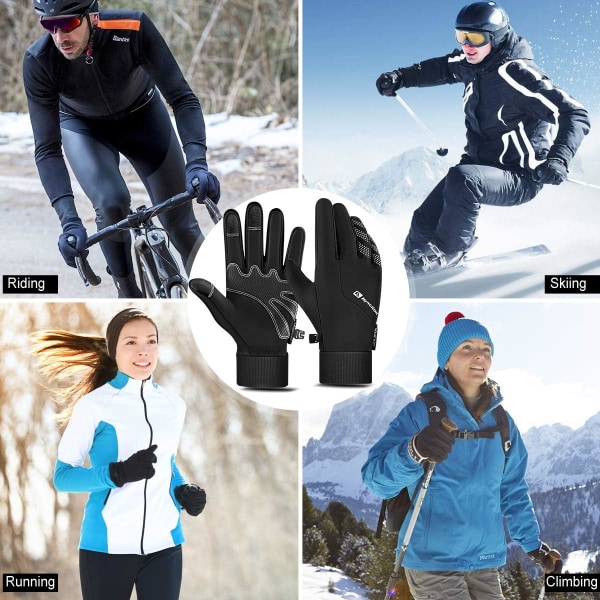 Vintervarma handskar, vindtäta varma pekskärmshandskar män kvinnor för cykling Löpning utomhusaktiviteter