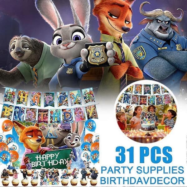 Zootropolis Party Decorations Banner Balloons Cake Toppers Background