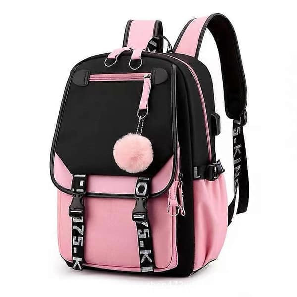 Tyttöjen USB-latausreppu 30L Musta