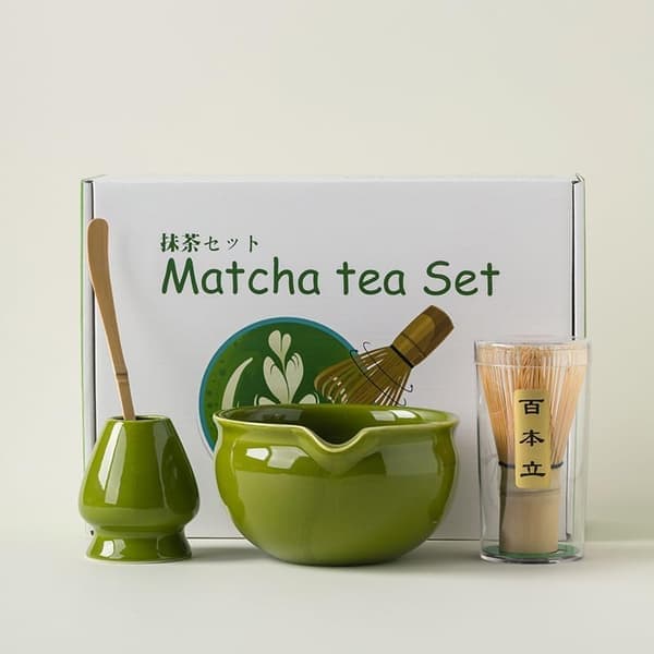 Matcha presentkit - 7 delar - Matcha startkit - Matcha vispar - Keramik - Bambu - Komplett Matcha set förpackning