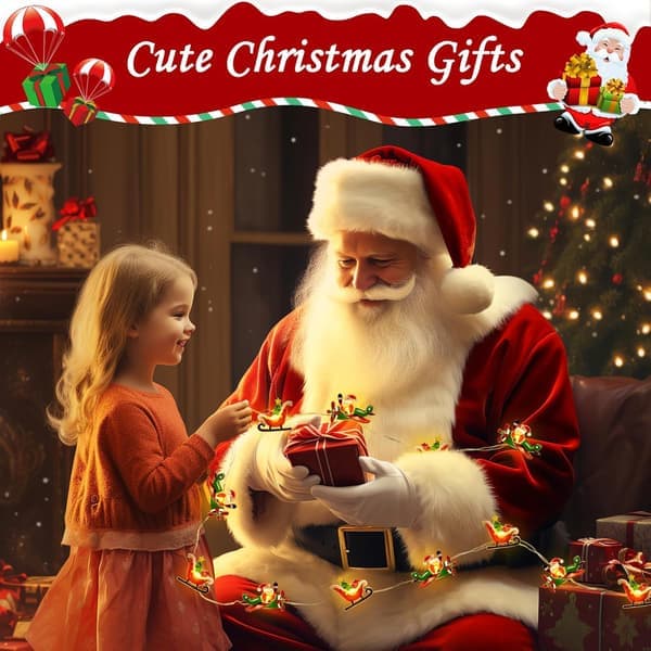 Christmas Lighting, Interior Decorations, 5 Meter 50 LED Santa's Sleigh Christmas String Lights