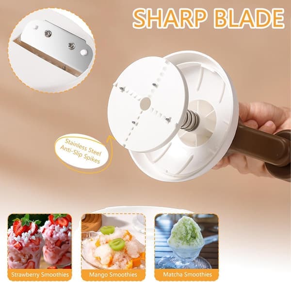 Manual Ice Shaver - Efficient, Non-Electric Ice Maker and Shaver; Equipped with 2 Ice Molds; Ideal for Camping and Home Use