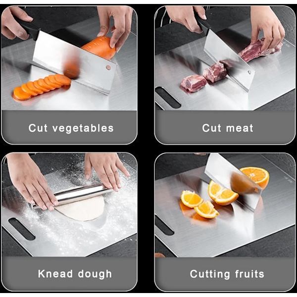 Skärbräda i titan - Skärbräda i rostfritt stål för kök 304 Hackbräda Livsmedelskvalitet För kött Frukt Grönsaker Diskmaskinssäker C Kan 40*60cm