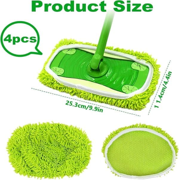 Stykker mikrofiber moppekluter for Swiffer Sweeper Mopp Refill Dampmopp, Vaskbare Gjenbrukbare Moppeputer for Klinkerfliser-FF-
