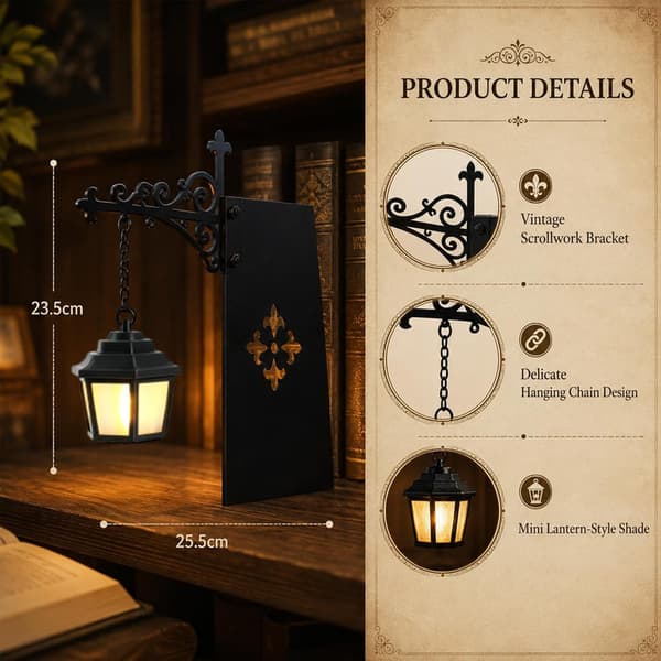 New Library Lamp - Decorative Bookshelf Lighting with Warm Light, LED Night Light for Reading Nooks, Iron Bookshelf Lamp for Bookworms Ghost Style 1-pack