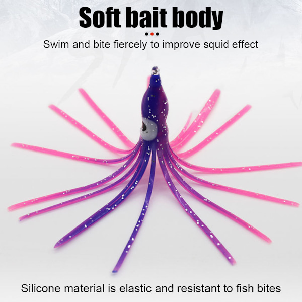 Glow Soft Plastic Octopus Squid Skirt Fiskebeten Mjuka Fiskebeten Set för Bass Lax Öring