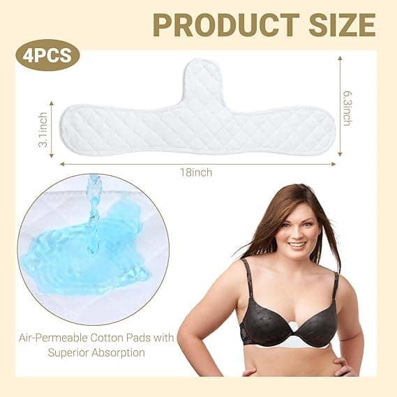 4 Pieces Cotton Bra Pads, Bra Pads are Sweat-Absorbing, Reusable, and Function as Sweat-Absorbing Pads.