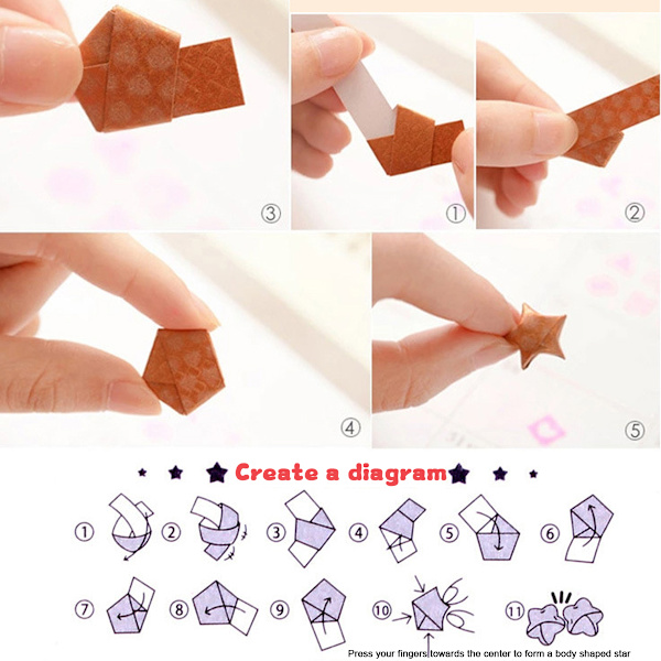 2920 stjärnor av origamipapper, färgglatt dubbelsidigt stjärnpapper, Happy Star origamipapper, vikta stjärnpappersremsor origamipapper, barn och studenter