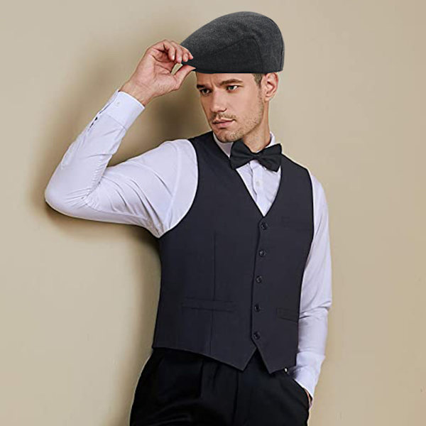 Nyhetspojkehatt, Klassiska herrhattar Flerfärgad tweed ullblandning Flat Cap khaki färg