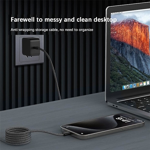 USB-C till USB-C 100W Magnetisk Snabbladdningskabel Självrullande USB Typ C Snabbladdningsdatakabel För Och