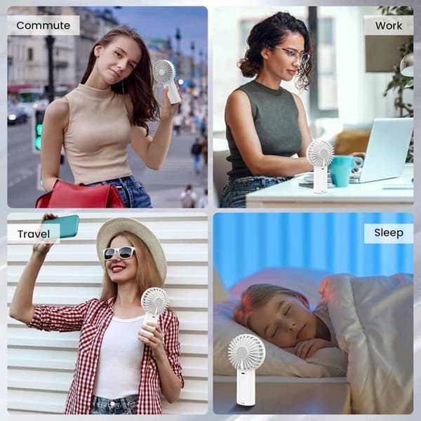 Portable Fan - XVX - 3 Speeds - 2400 mAh Battery - USB Rechargeable - Flashlight