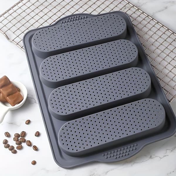 Lang Brødpinner Bakeform & Plate, Non-Stick Silikon for Hjemmelagde Toastkaker Brød, Kompatibel for Julebaking