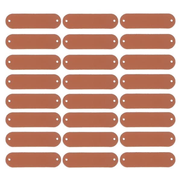 100 stk. blanke etiketter, blanke lædermærker, hulmærker, hæklede hækletilbehør, brun 4,50X1,20X0,20CM