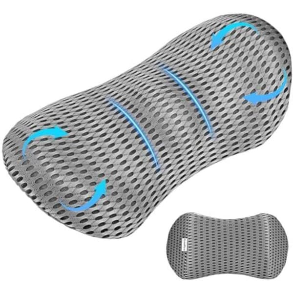 Orthopedic Lumbar Support Pillow, Ergonomic Back Cushion with Breathable Fabric, for Car, Sofa, Lower Back Pain Relief