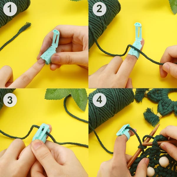 6 stk. garnfører fingerholder strikkethimble verktøy plast garnfører separerte garn